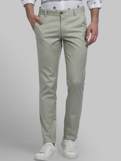 Parx Men Green Tapered Fit Solid Regular Trousers