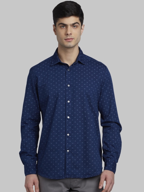 Parx Men Blue Regular Fit Printed Casual Shirt