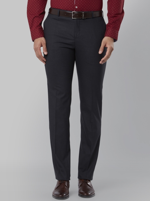 Raymond Men Blue Slim Fit Solid Formal Trousers