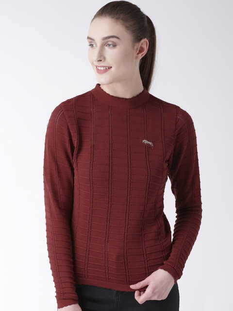 JUMP USA Women Maroon Solid Sweater