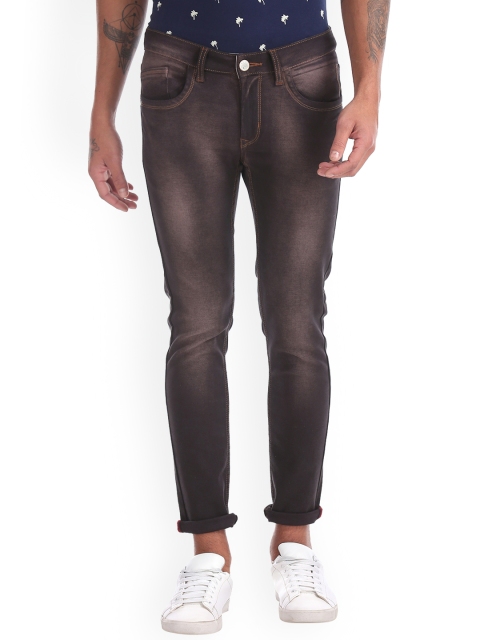 RUF & TUF Men Brown Slim Fit Mid-Rise Clean Look Stretchable Jeans