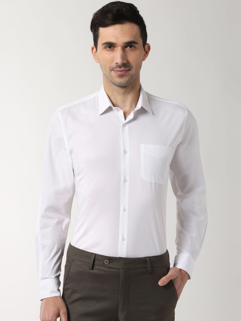 Peter England Men White Slim Fit Solid Formal Shirt