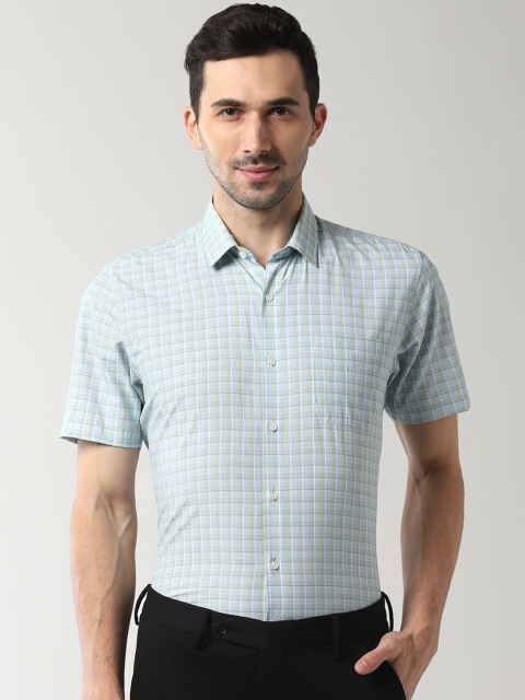 Peter England Men Blue Regular Fit Checked Formal Shirt