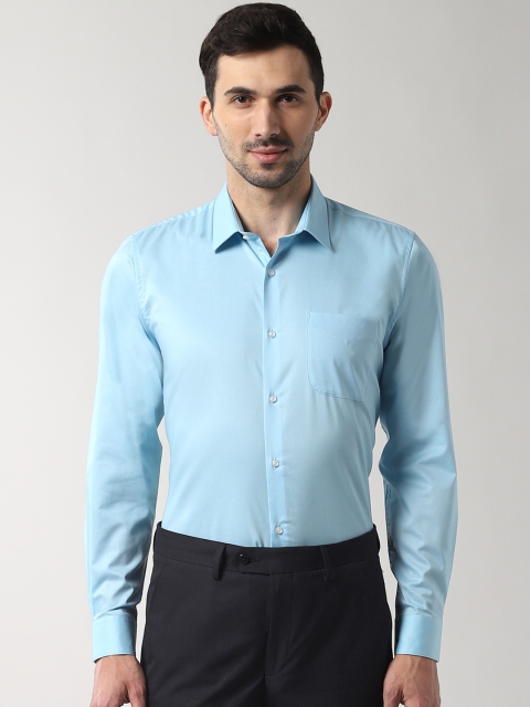 Peter England Men Blue Slim Fit Solid Formal Shirt