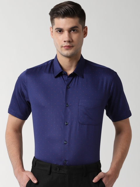 Peter England Men Blue Regular Fit Printed Formal Shirt