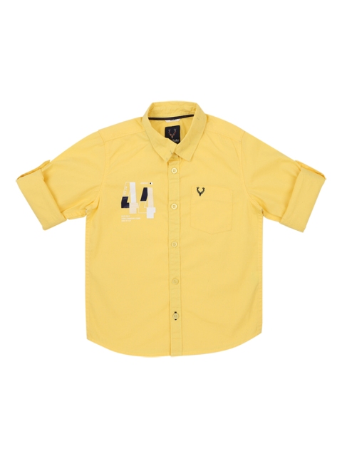 Allen Solly Junior Boys Yellow Regular Fit Printed Casual Shirt
