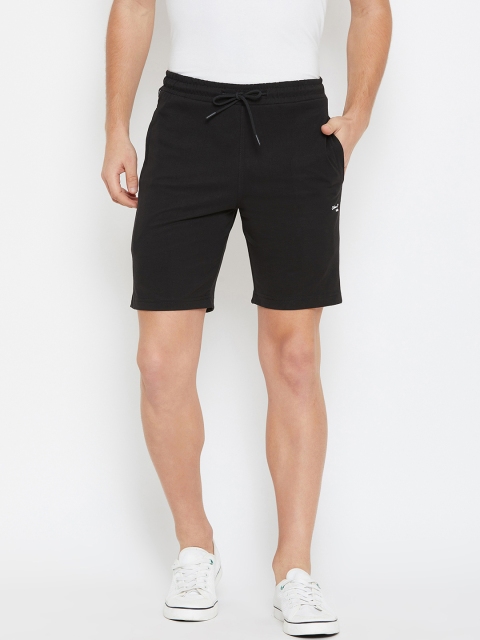 Okane Men Black Solid Slim Fit Sports Shorts