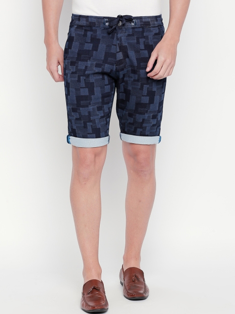 beevee Men Blue Printed Regular Fit Regular Shorts