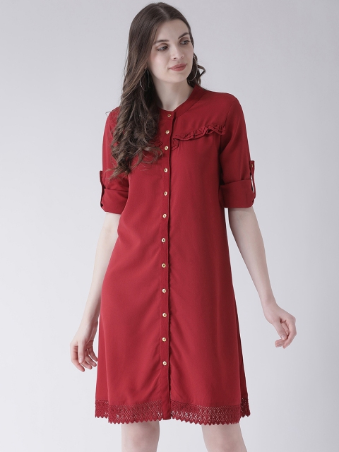MsFQ Women Maroon Shirt Dress