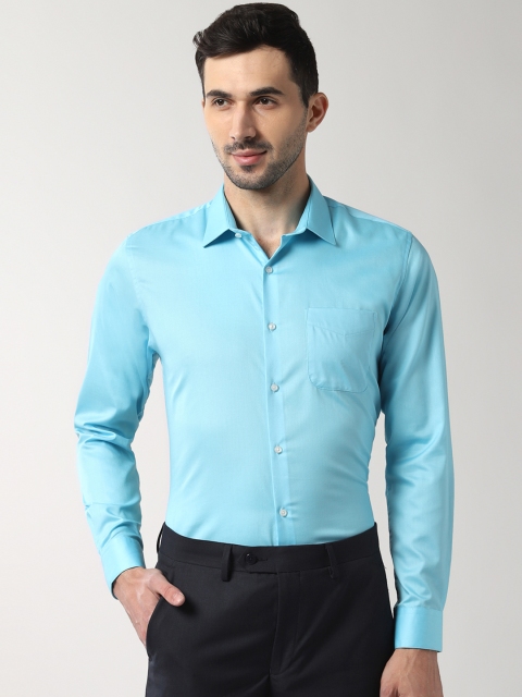 Peter England Men Blue Slim Fit Solid Formal Shirt