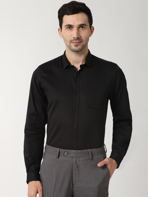 Peter England Men Black Tight Slim Fit Solid Formal Shirt