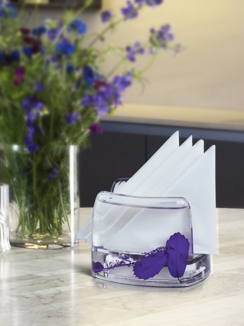 OBSESSIONS Transparent & Purple Glass Acrylic Napkin Holder