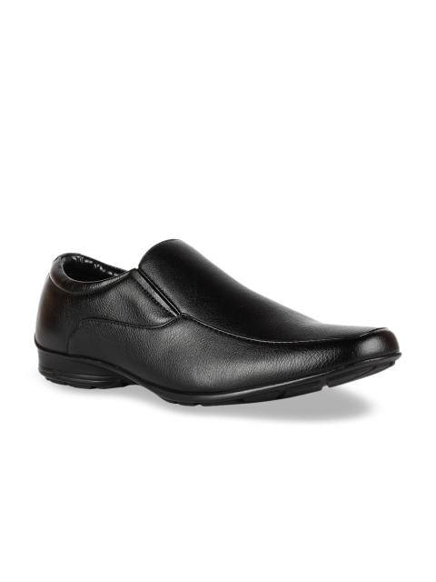 Franco Leone Men Black Leather Formal Slip-Ons