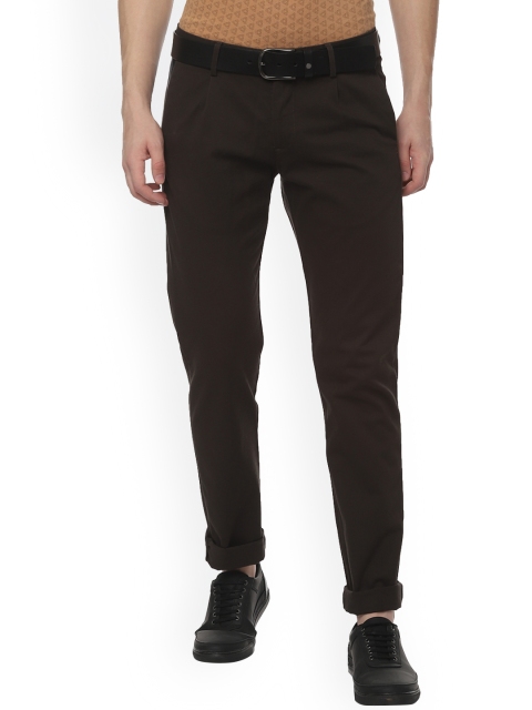 Allen Solly Men Brown Slim Fit Solid Regular Trousers
