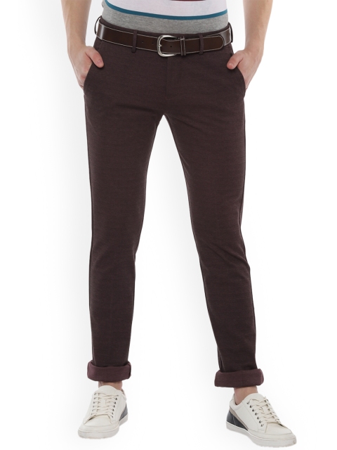 Allen Solly Men Maroon Ultra Skinny Fit Solid Regular Trousers