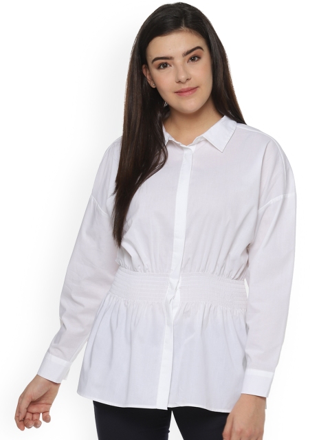 Van Heusen Woman Women White Regular Fit Solid Casual Shirt