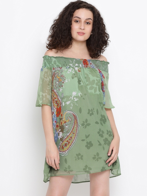 Oxolloxo Women Green & Red A-Line Dress