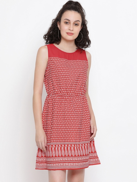 Oxolloxo Women Red Fit and Flare Dress
