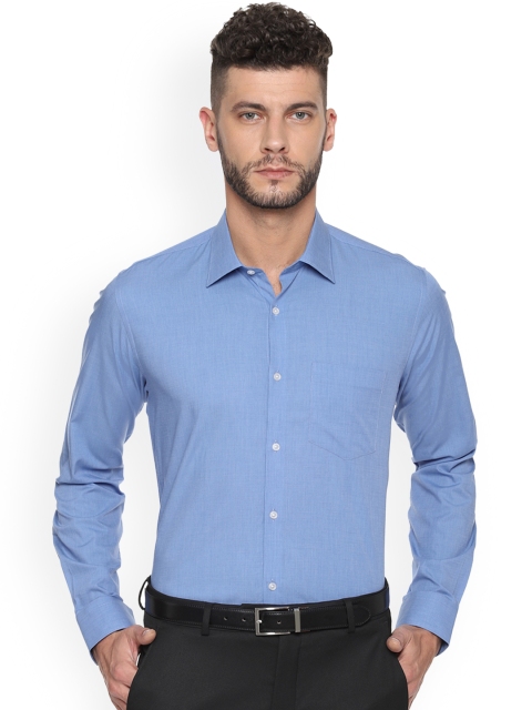 Van Heusen Men Blue Tight Slim Fit Solid Formal Shirt