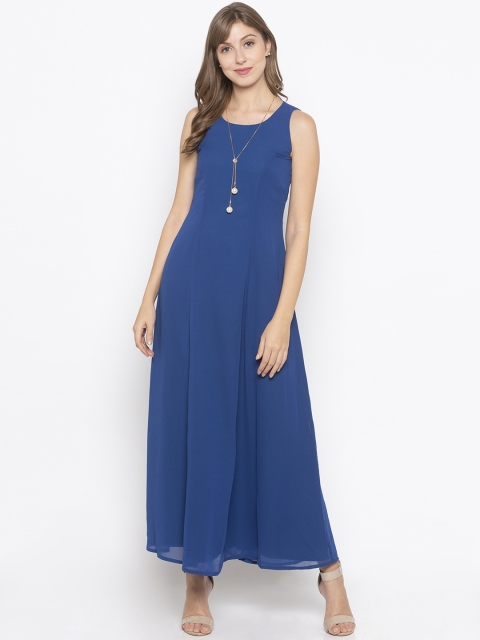 Iti Women Blue Solid Maxi Dress