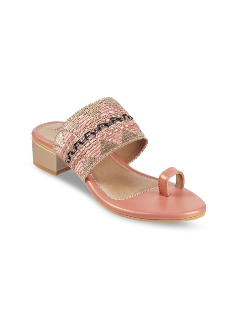 SOLE HEAD Women Pink Woven Design Heels