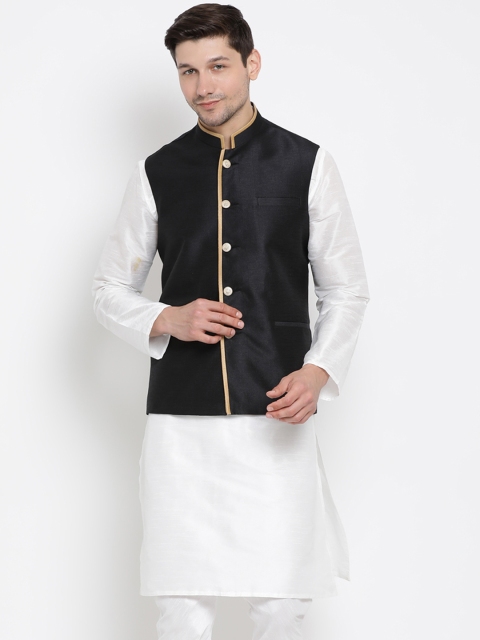VASTRAMAY Men Black Solid Nehru Jacket