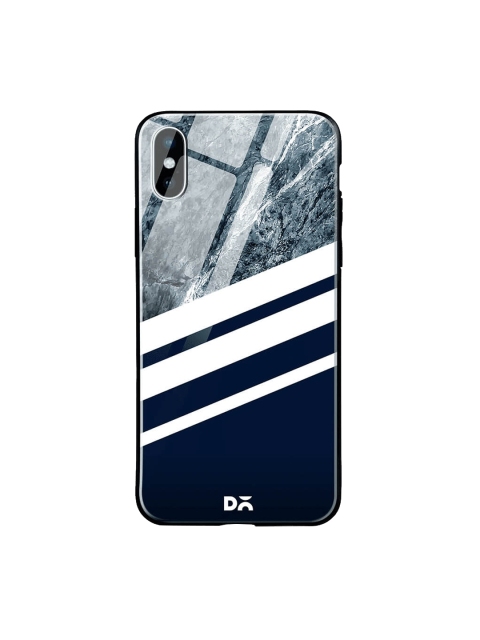 DailyObjects Blue & White Printed iPhone X Glass Case Cover