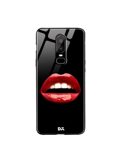 DailyObjects Black & Red OnePlus 6 Glass Case Cover