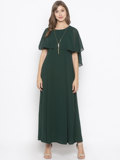 Iti Women Green Solid Maxi Dress