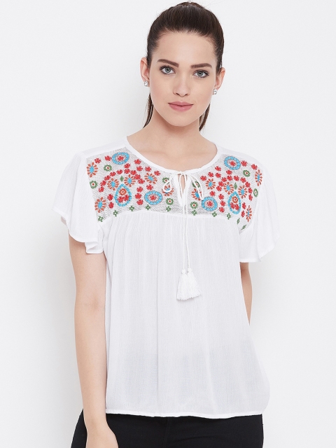 AASK Women White Solid Top