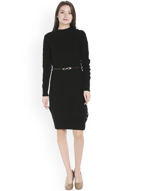 109F Women Black Sweater Dress