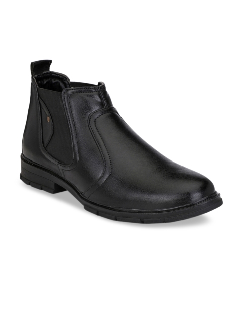 Mactree Men Black Solid High-Top Flat Boots