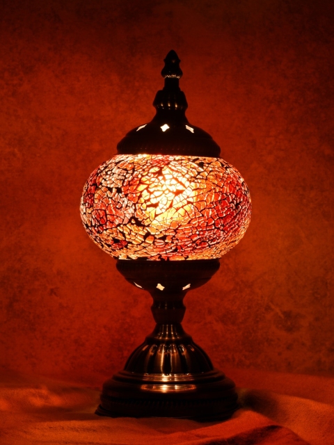 OddCroft Bronze-Toned & Orange Textured Bedside Table Top Lamp