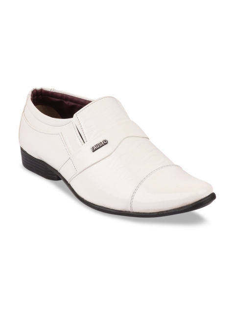 FAUSTO Men White Solid Formal Slip-Ons