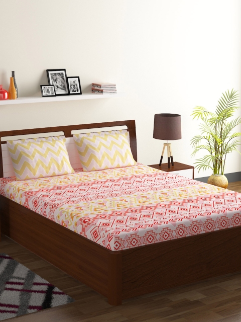 BOMBAY DYEING Pink & Yellow Geometric 104 TC Cotton 1 King Bedsheet with 2 Pillow Covers
BOMBAY DYEING Pink & Yellow Geometric 104 TC Cotton 1 King Bedsheet with 2 Pillow Covers
