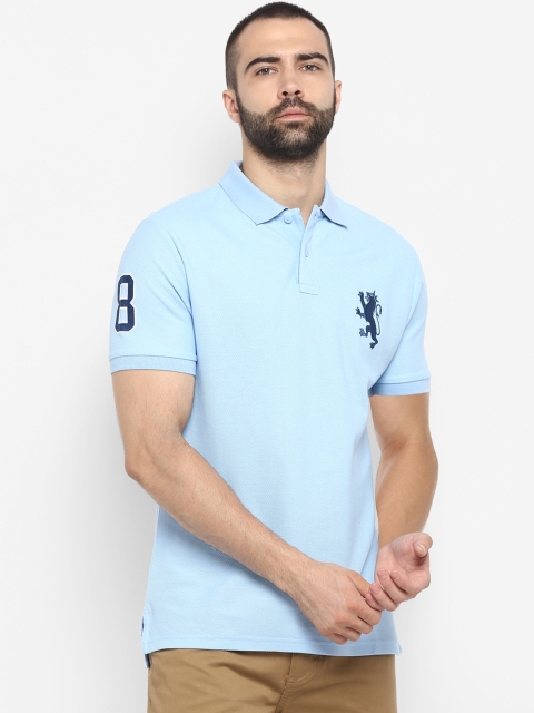 Red Tape Men Blue Solid Polo Collar T-shirt