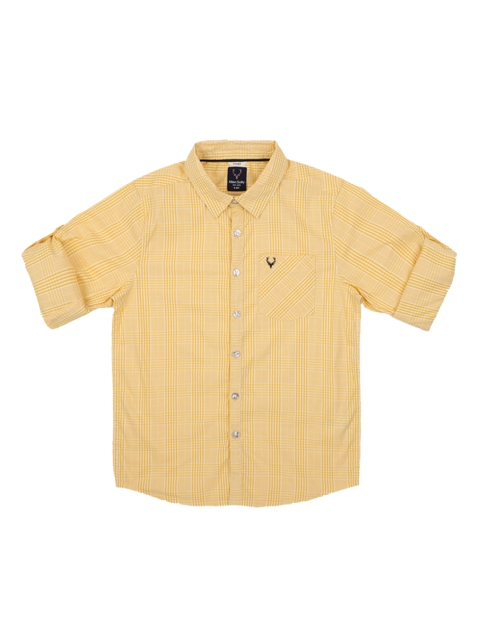 Allen Solly Junior Boys Yellow Regular Fit Checked Casual Shirt