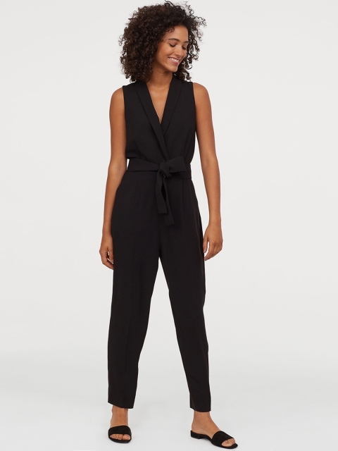 H&M Women Black Solid Sleeveless Jumpsuit