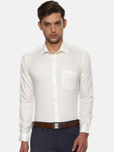 Van Heusen Men Cream-Coloured Regular Fit Solid Formal Shirt