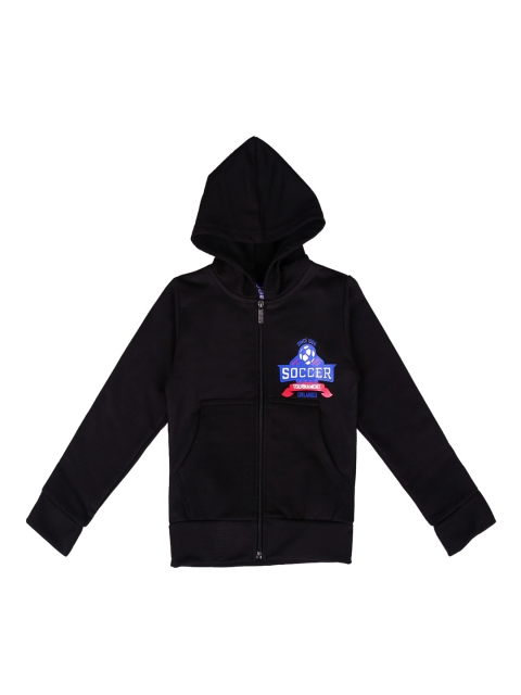 SWEET ANGEL Kids Black Solid Hooded Sweatshirt