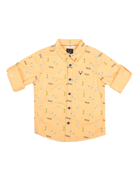 Allen Solly Junior Boys Yellow Regular Fit Printed Casual Shirt