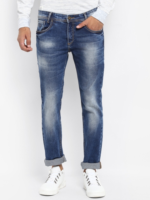 Mufti Men Navy Blue Regular Fit Mid-Rise Clean Look Stretchable Jeans