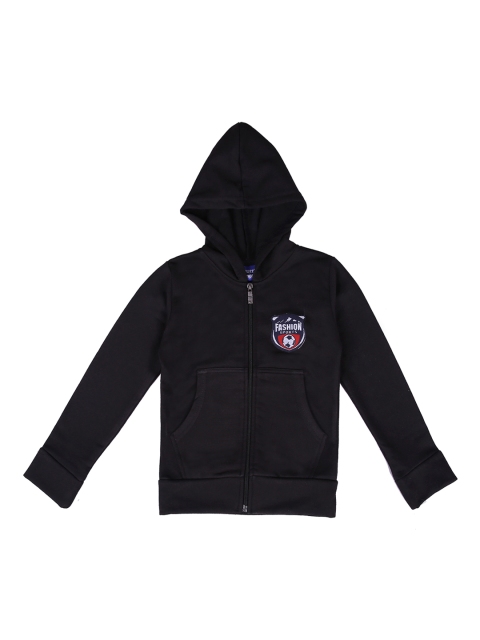 SWEET ANGEL Kids Black Solid Hooded Sweatshirt