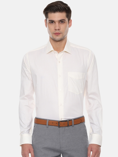 Van Heusen Men Off-White Regular Fit Self-Design Formal Shirt