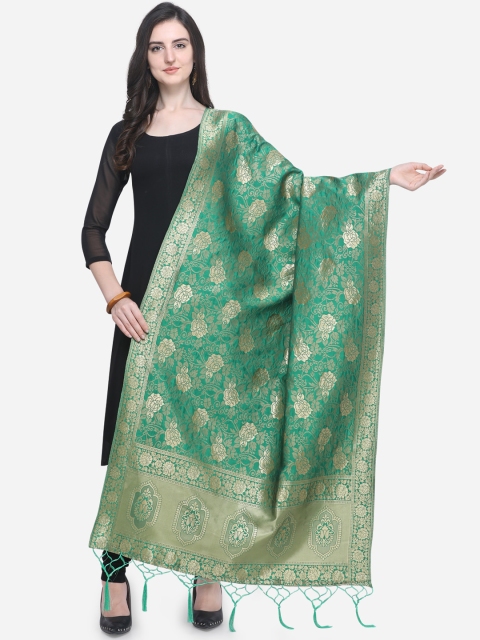 Satrani Green Woven Design Dupatta