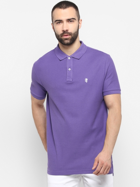 Red Tape Men Purple Solid Polo Collar T-shirt