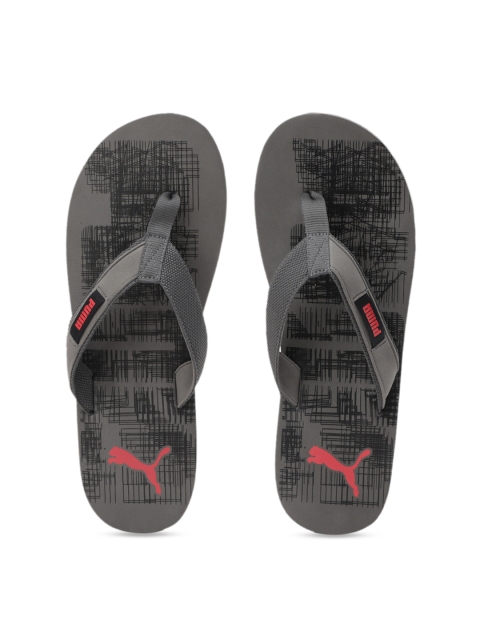 Puma Unisex Grey Printed Thong Flip-Flops