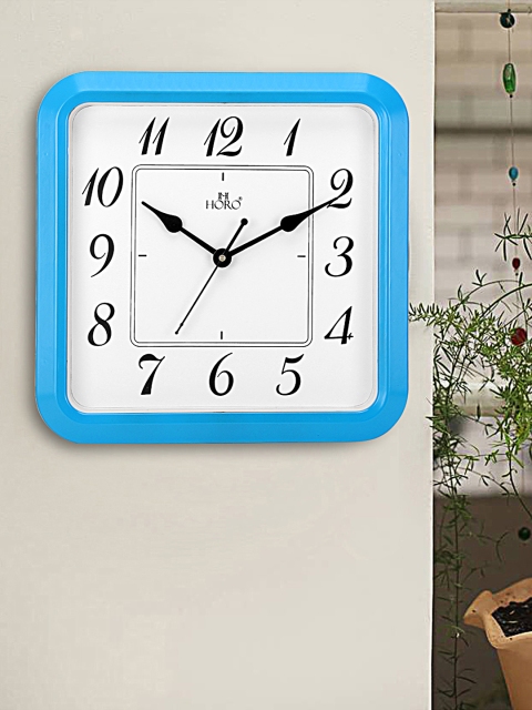 Horo White Hand-Painted Square Solid Analogue Wall Clock (30.48 cm x 30.48 cm)