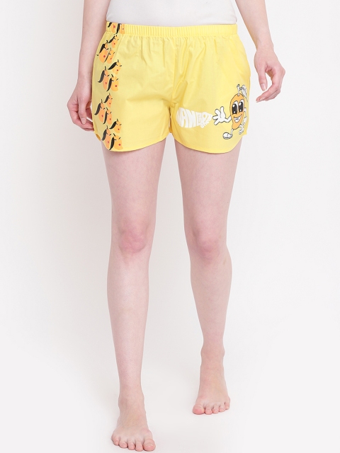 La Intimo Women Yellow Printed Lounge Shorts BOLIF003YW0