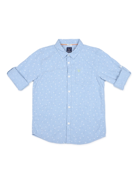 Allen Solly Junior Boys Blue Regular Fit Printed Casual Shirt
